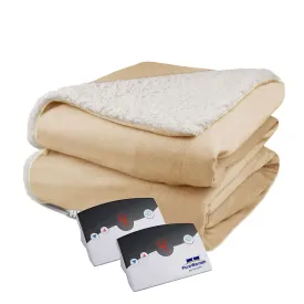 modern Velour Sherpa Electric Heated Warming Blanket King Gray
