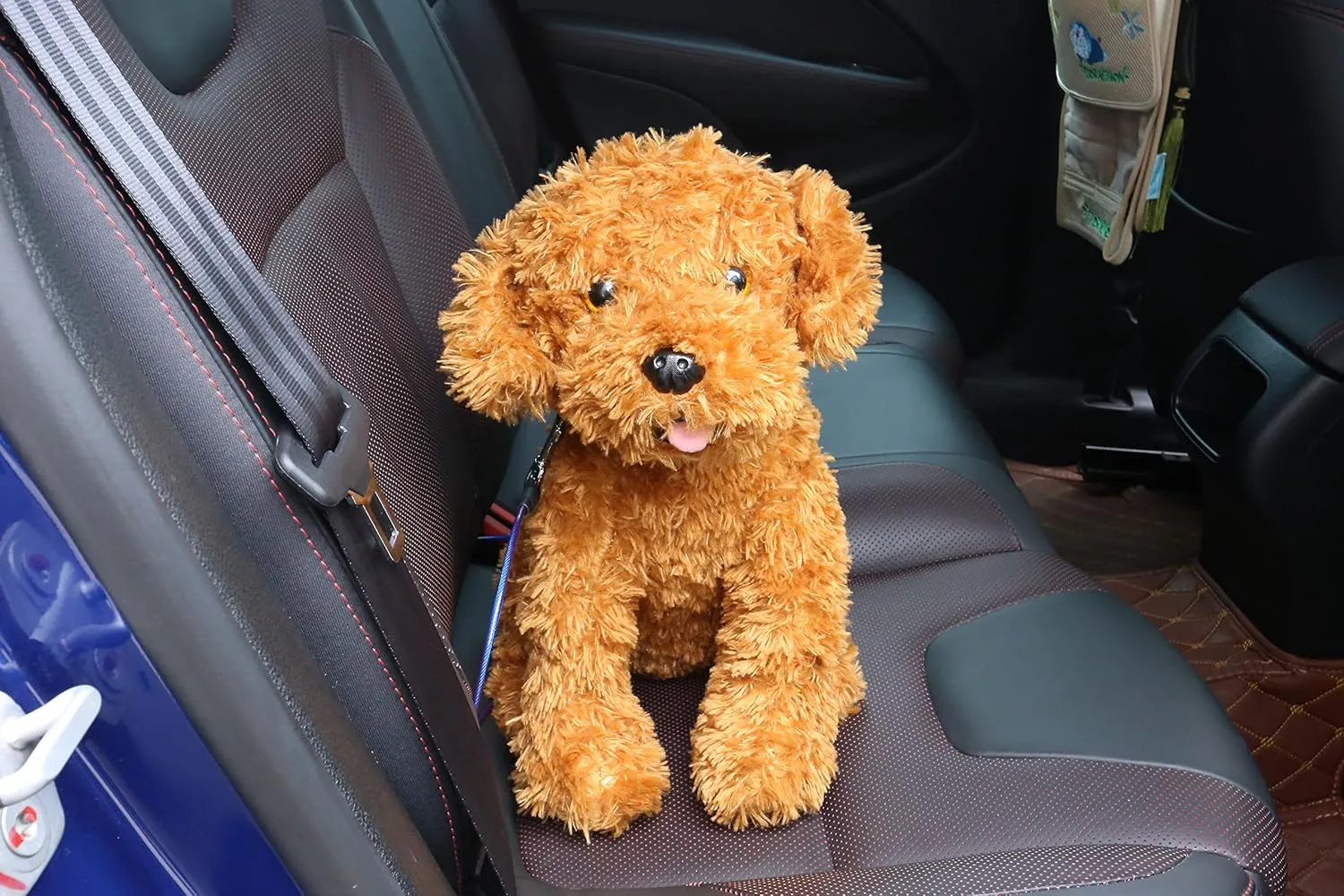 Mogoko Pet Dog Car Seat Belt Restraint, Coated Stainless Steel Chew Proof Dog Vehicle Safety Tether Cable, Double Clip No-Chew Pet Car Leash Lead-16 Inch
