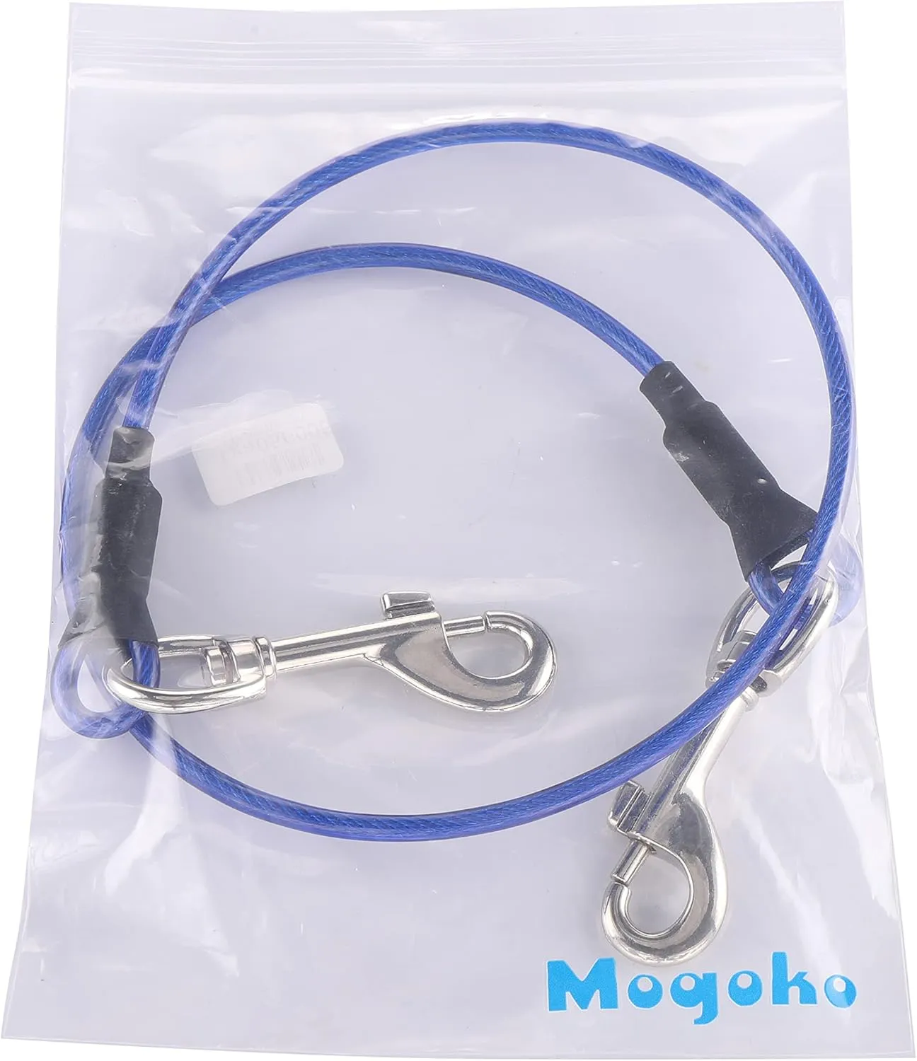 Mogoko Pet Dog Car Seat Belt Restraint, Coated Stainless Steel Chew Proof Dog Vehicle Safety Tether Cable, Double Clip No-Chew Pet Car Leash Lead-16 Inch