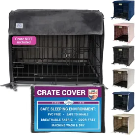 Pet Dreams Dog Crate Cover - Breathable Fabric Kennel Topper for Double-Door Crates, Fits iCrate Dog Cages 18, 24, 30, 36, 42, 48 Inches (Grey, Large, 36")