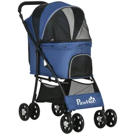Pet Stroller with Large Carriage, Dark Blue