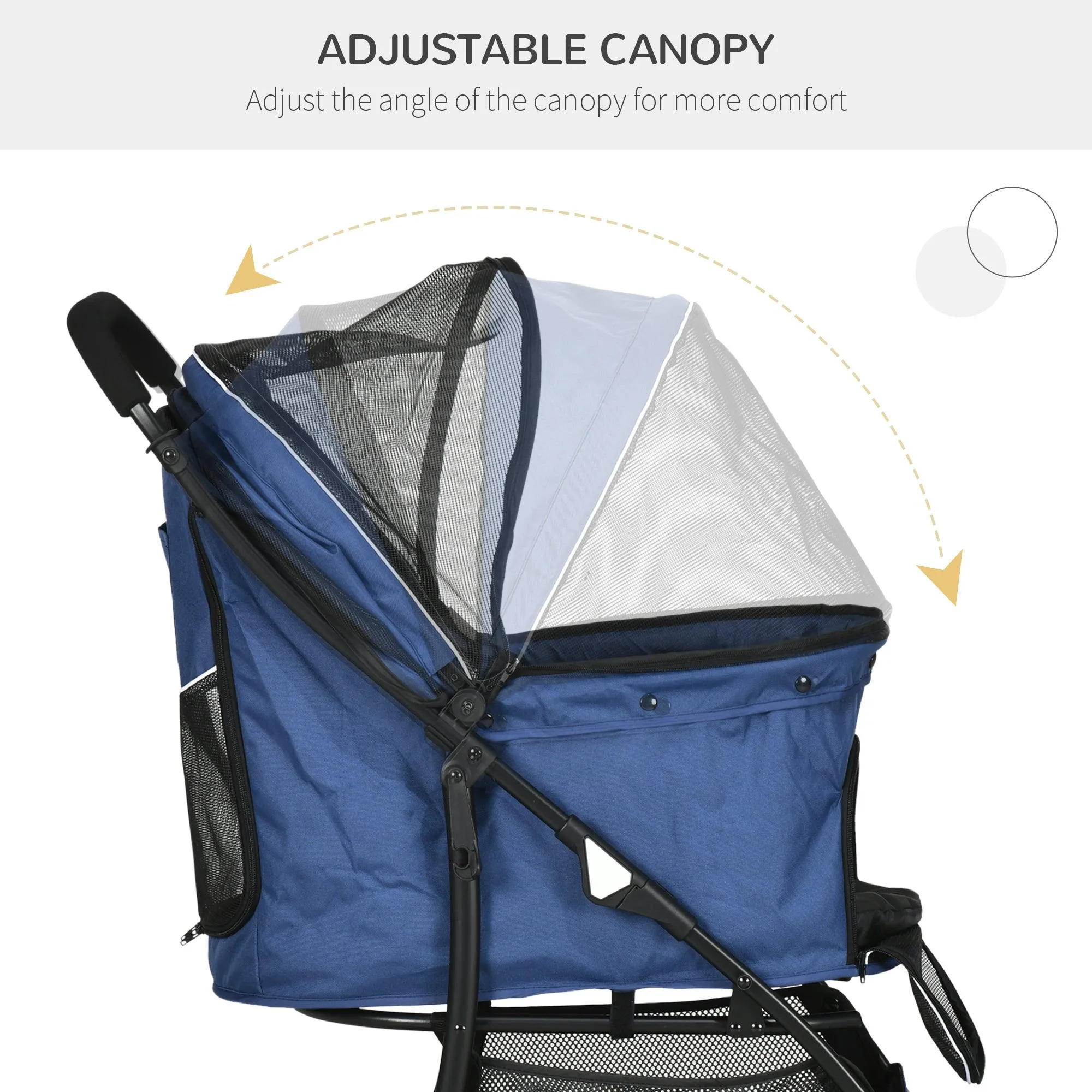 Pet Stroller with Large Carriage, Dark Blue