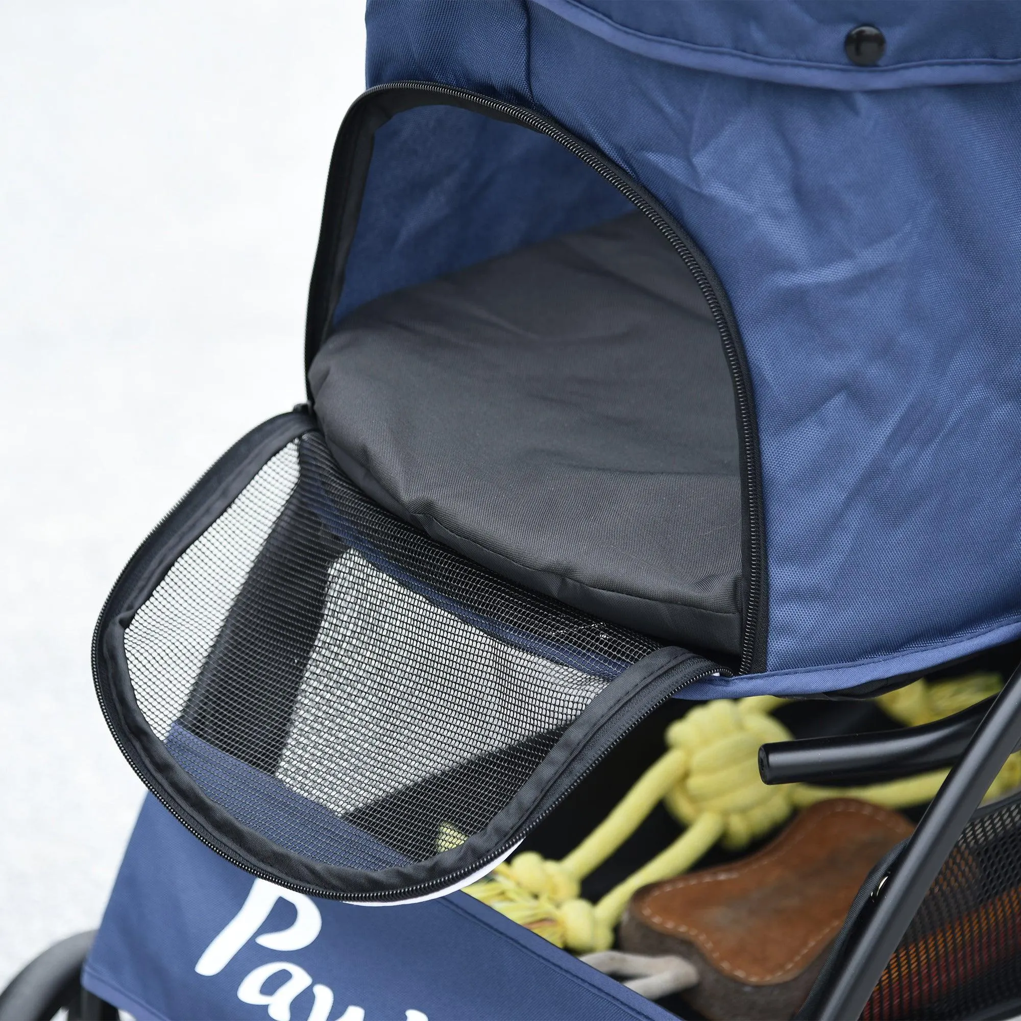 Pet Stroller with Large Carriage, Dark Blue