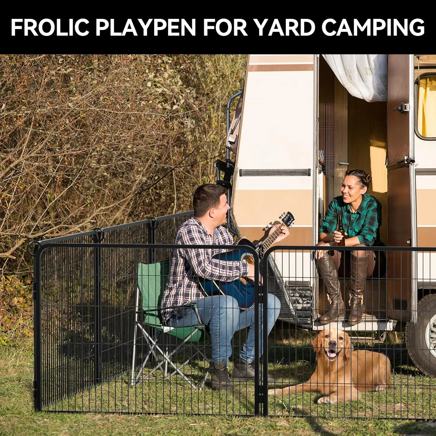 PJYuCien Dog Playpen Plus Storage Bag for Camping, 32" H Dog Pen with Extra Hard Bottom and TopHeavy Duty Foldable Puppy Playpen for Puppies/Small and Medium Dogs, 8 Panels