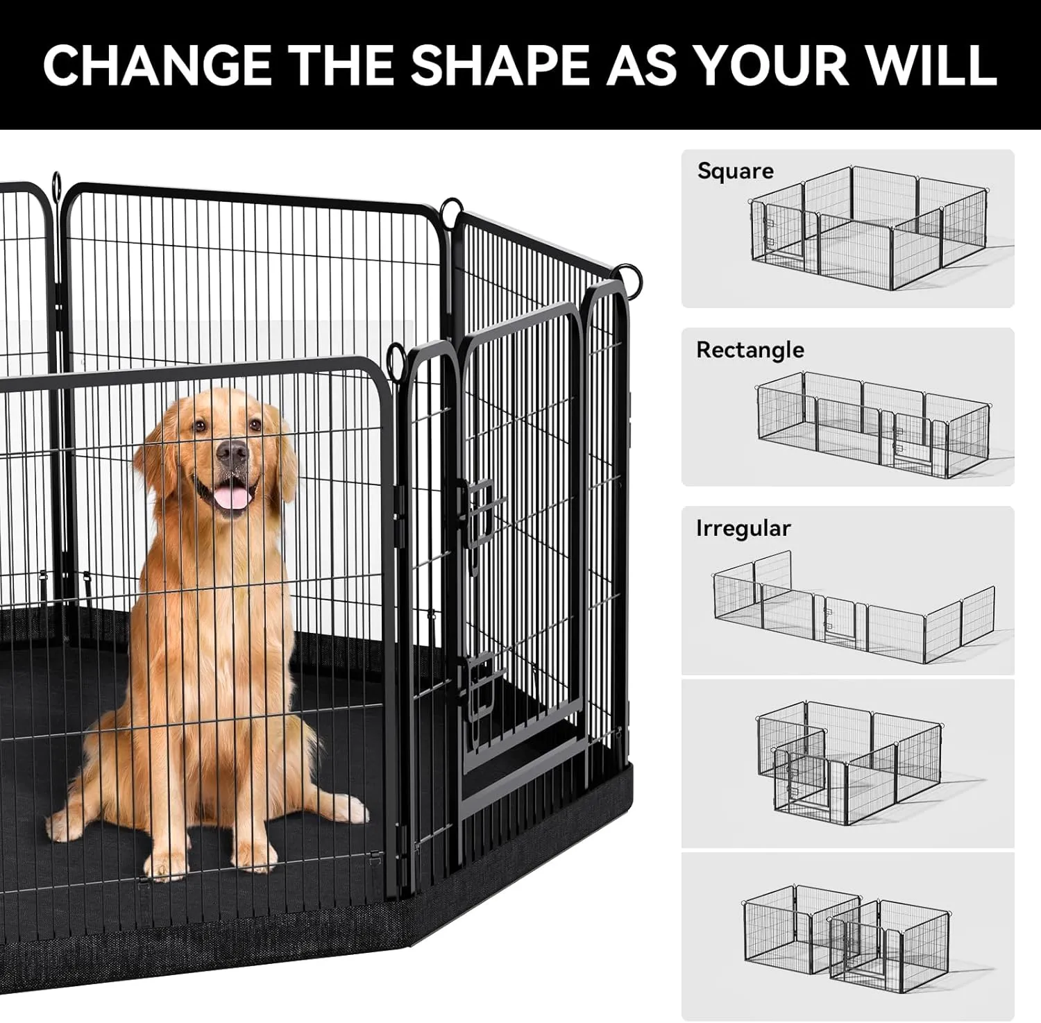 PJYuCien Dog Playpen Plus Storage Bag for Camping, 32" H Dog Pen with Extra Hard Bottom and TopHeavy Duty Foldable Puppy Playpen for Puppies/Small and Medium Dogs, 8 Panels