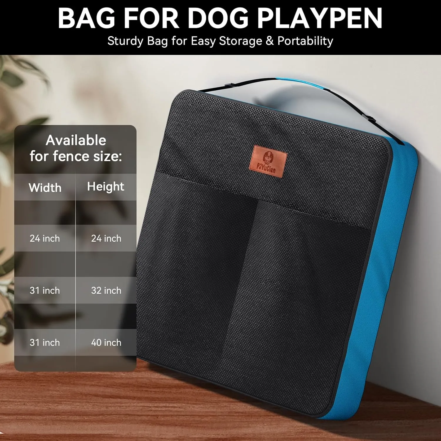 PJYuCien Dog Playpen Plus Storage Bag for Camping, 32" H Dog Pen with Extra Hard Bottom and TopHeavy Duty Foldable Puppy Playpen for Puppies/Small and Medium Dogs, 8 Panels