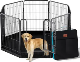 PJYuCien Dog Playpen Plus Storage Bag for Camping, 32" H Dog Pen with Extra Hard Bottom and TopHeavy Duty Foldable Puppy Playpen for Puppies/Small and Medium Dogs, 8 Panels
