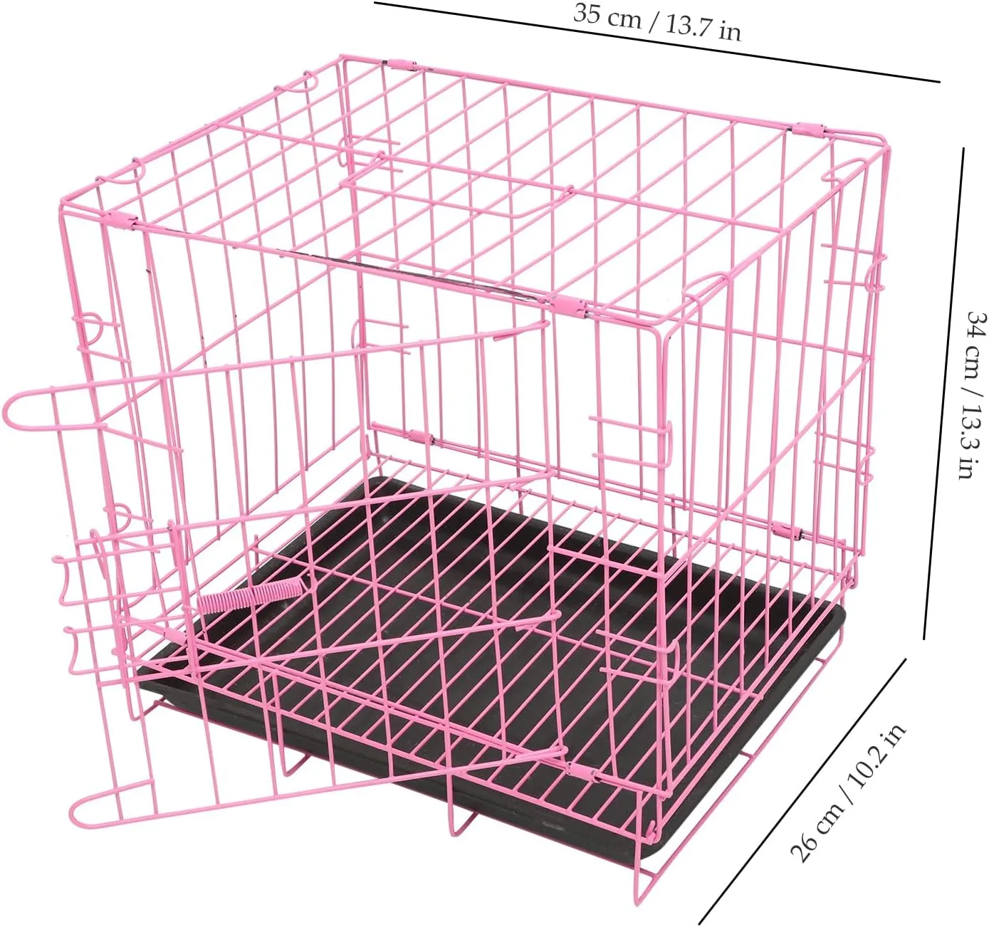 POPETPOP Puppy Crate, 14 Inch Small Wire Kennel with Divider Panel, Folding Indoor Metal Dog Cage, Portable Pet Cage House for Cat Rabbit Puppy Travel