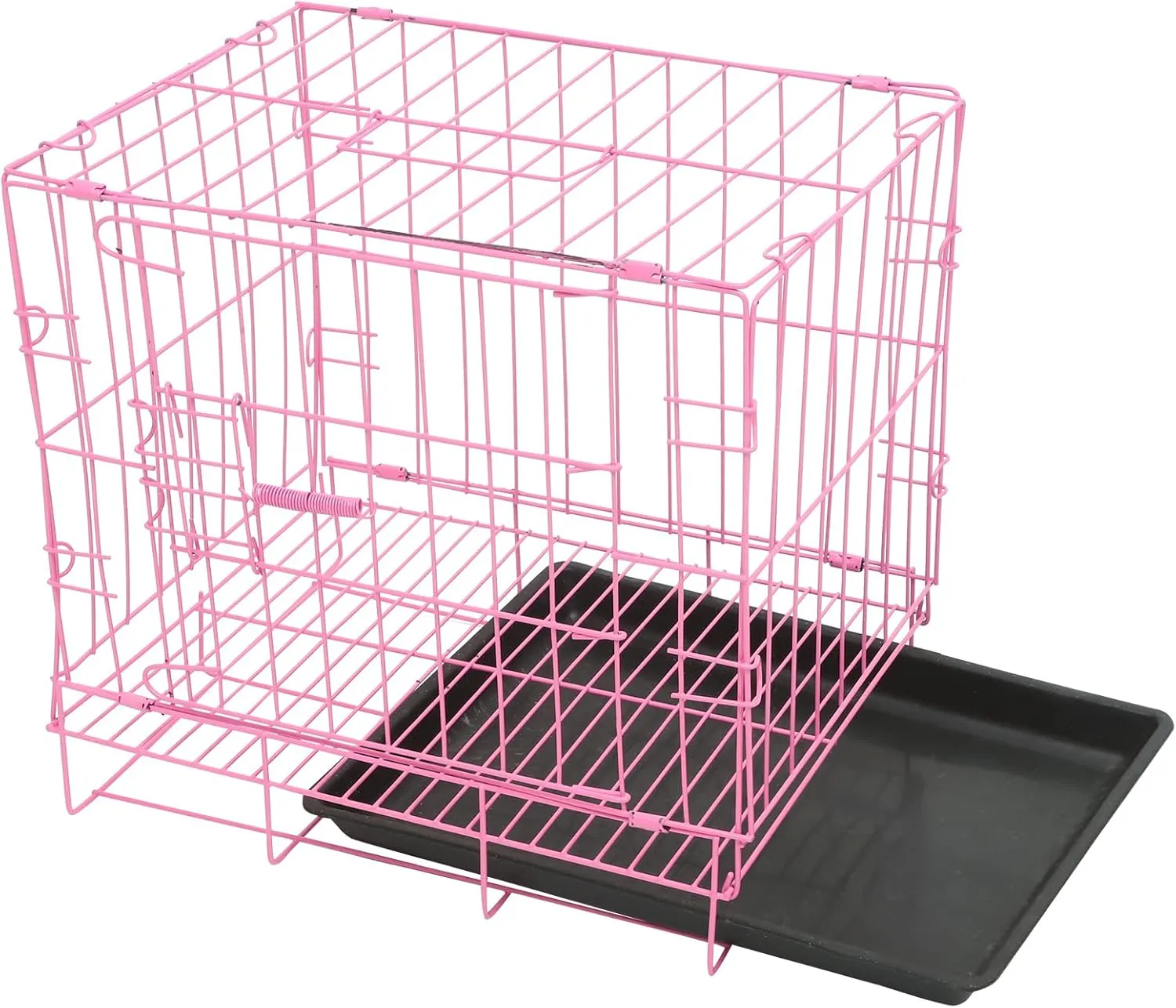 POPETPOP Puppy Crate, 14 Inch Small Wire Kennel with Divider Panel, Folding Indoor Metal Dog Cage, Portable Pet Cage House for Cat Rabbit Puppy Travel