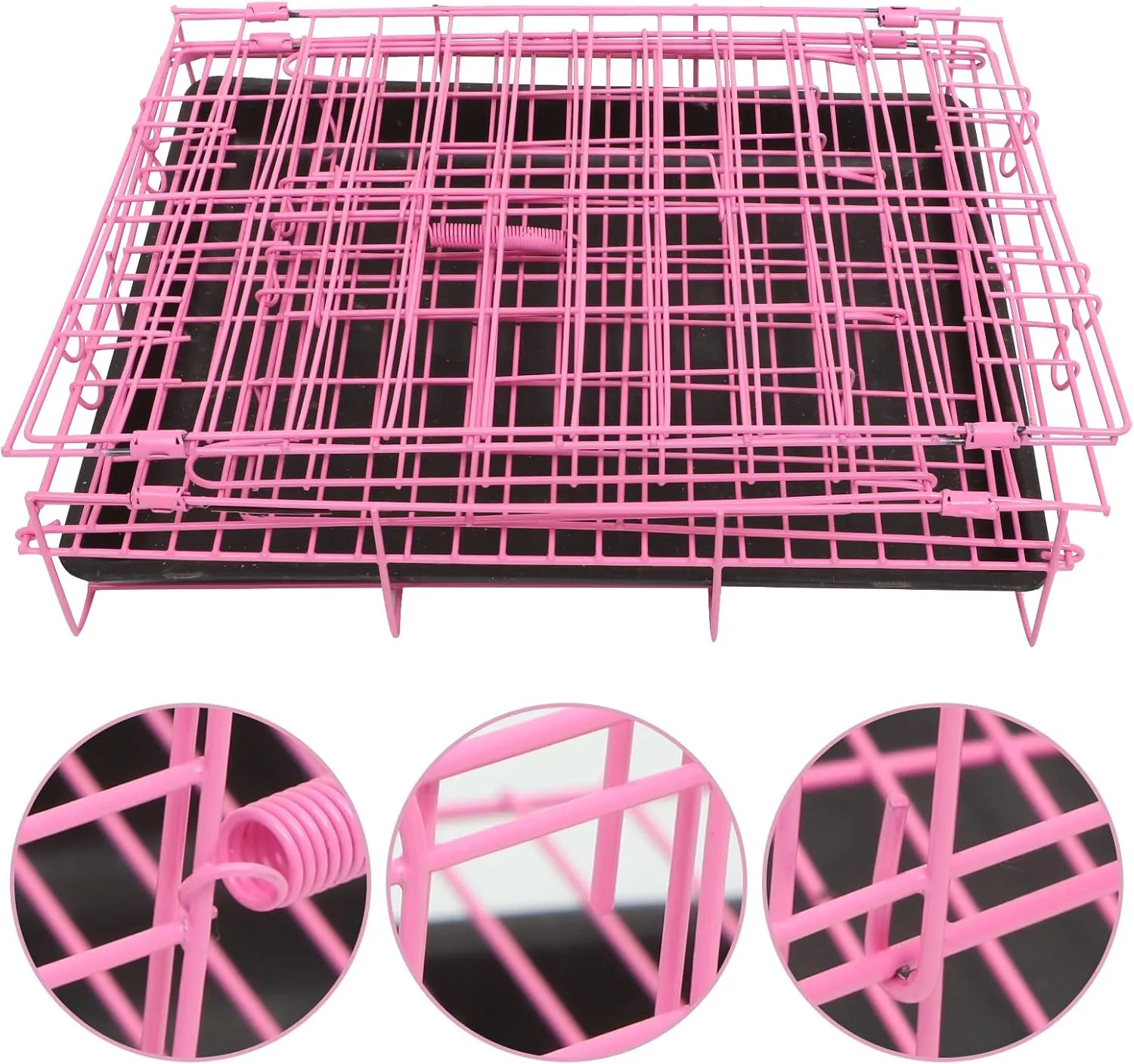 POPETPOP Puppy Crate, 14 Inch Small Wire Kennel with Divider Panel, Folding Indoor Metal Dog Cage, Portable Pet Cage House for Cat Rabbit Puppy Travel