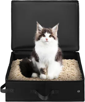 Portable Cat Litter Box for Travel Design with Lid and Handle Capacity Oxford Multi-functional Use for Cats and Kittens Easy to Carry