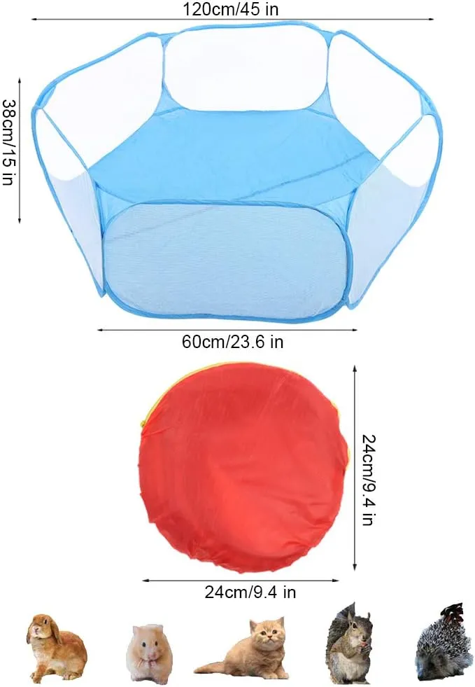 Puppy Cage Tent Portable Foldable Pet playpen Exercise Pen Kennel Pet Playpen for Dogs Puppy Cats Rabbits Small Animals Outdoor Playing(Blue)