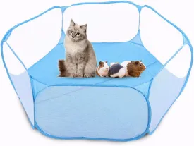Puppy Cage Tent Portable Foldable Pet playpen Exercise Pen Kennel Pet Playpen for Dogs Puppy Cats Rabbits Small Animals Outdoor Playing(Blue)