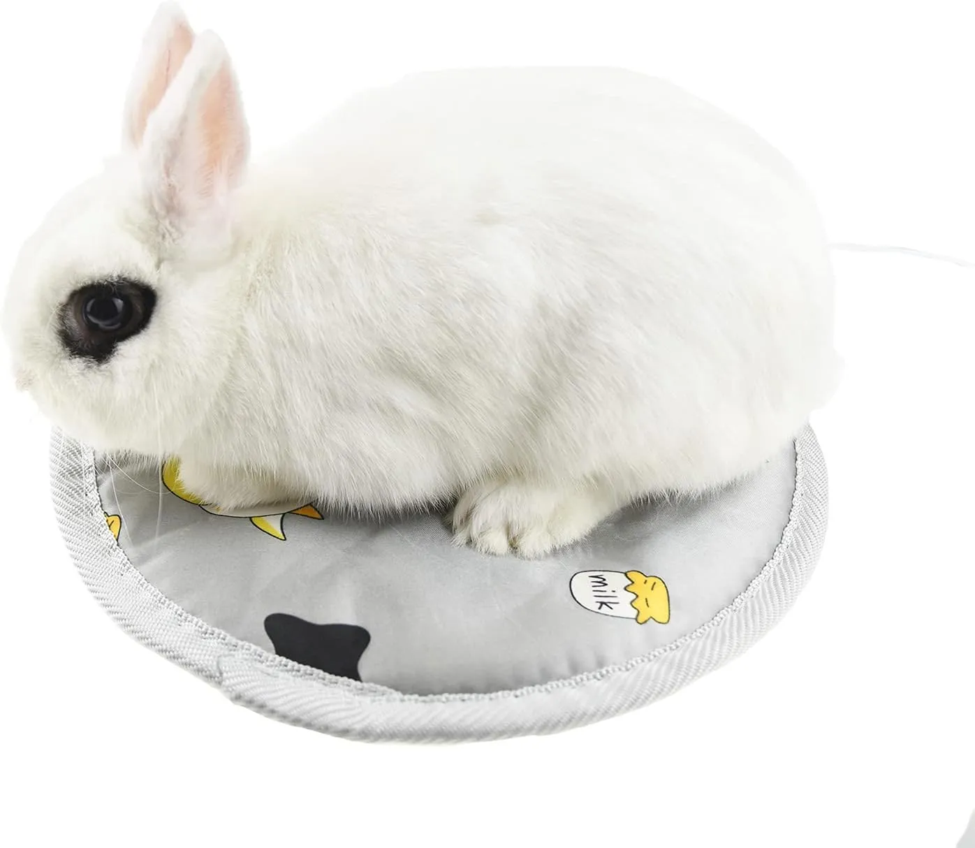 Rabbit Guinea Pig Heating Pad for Small Animal,Squirrel Hedgehog Chinchilla Bed Mat,Fire Retardant Chicks Chicken Heated Bed with Chew Resistant Steel Cord (Grey, Dia 12inch)