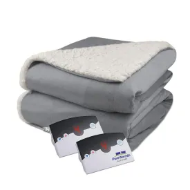 relaxed Velour Sherpa Electric Heated Warming Blanket King Gray