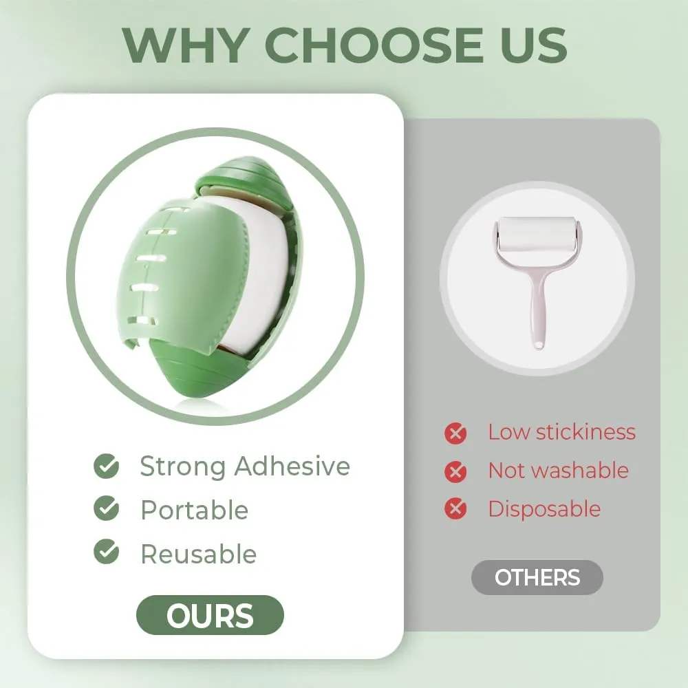 Reusable Silicone Lint Roller, 2025 New Washable Sticky Roller, Mini Lint Remover, Portable Travel Lint Roller Ball, Pet Hair and Dust Removal for Clothes, Beds and Sofas (Green 2PCS)