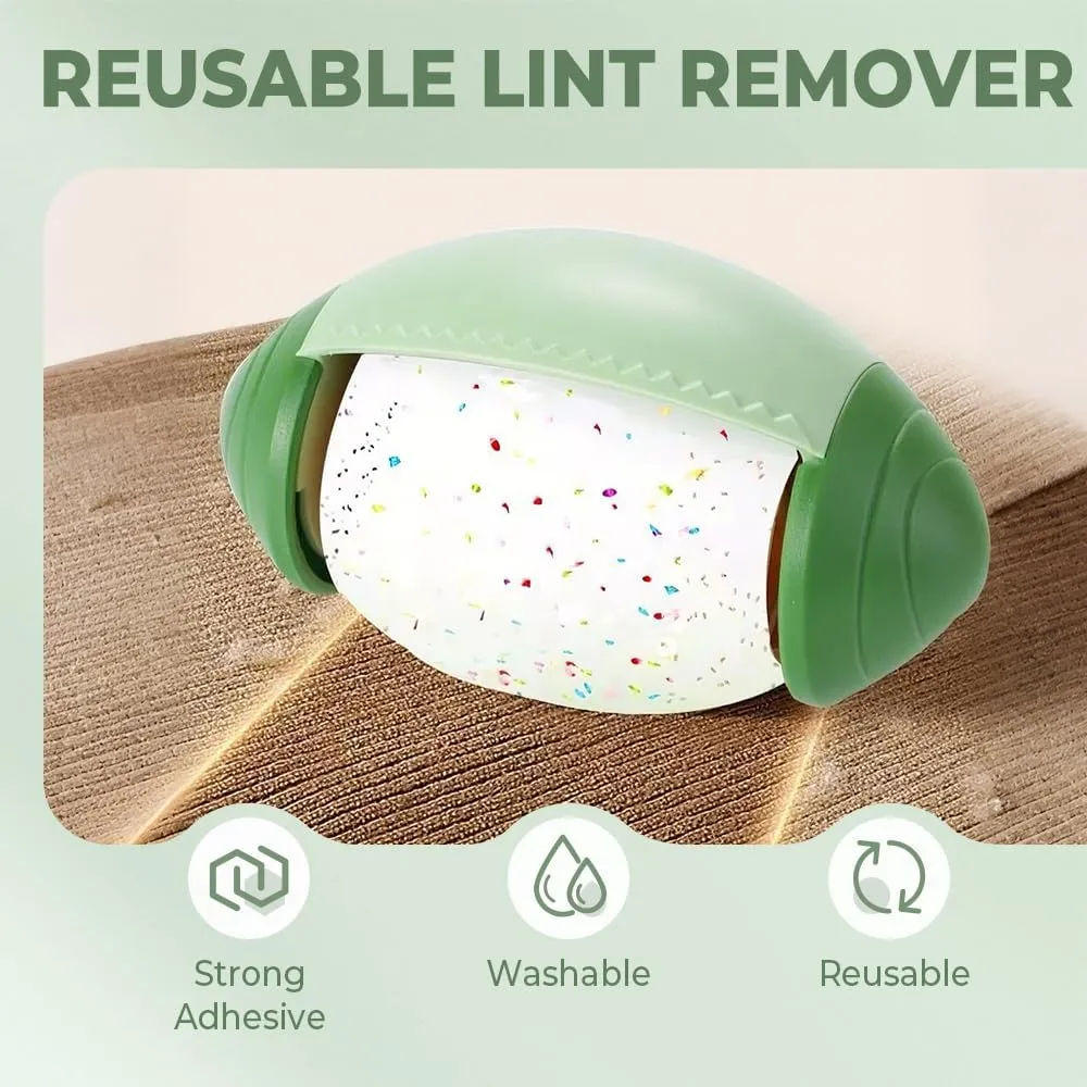 Reusable Silicone Lint Roller, 2025 New Washable Sticky Roller, Mini Lint Remover, Portable Travel Lint Roller Ball, Pet Hair and Dust Removal for Clothes, Beds and Sofas (Green 2PCS)