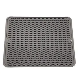 Silicone Dish Drying Mat, 16 x 12 inch Durable Kitchen Drainer Pad with Heat Resistant Trivet,Large Dish Washer Safe
