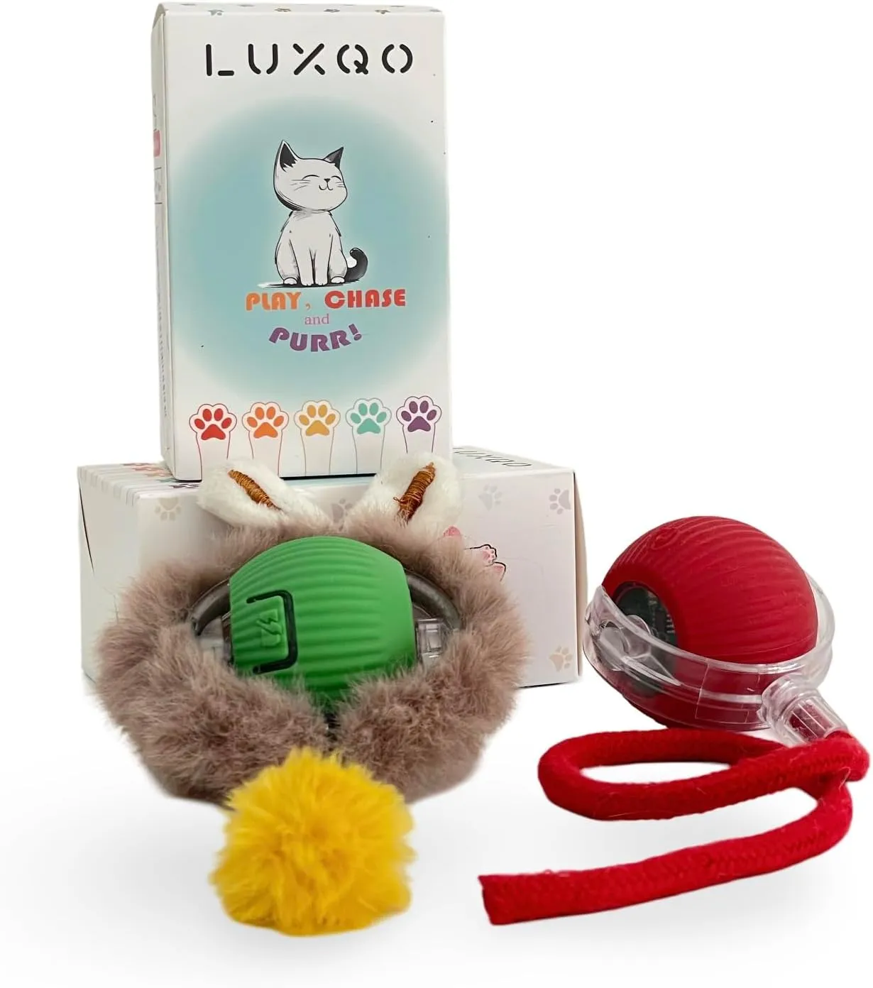Smart Interactive Cat Toy Balls Next-Gen Motion-Activated & Rechargeable Pet Toys, Touch Sensitive Play for Indoor Cats, Includes (Red & Green) Balls for Endless Fun & Stimulation