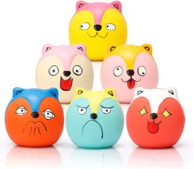 Squeaky Dog Toys -Cute Funny Latex Dog Balls for Small Puppy and Medium Pets Dogs (6 Pack) (Fox)