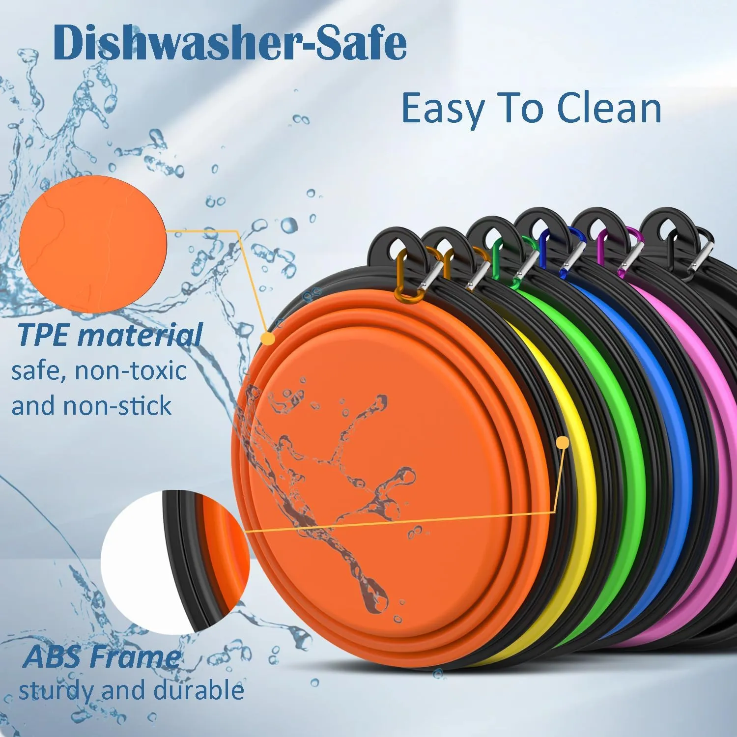 Takfox Collapsible Dog Bowls [2 Pack] 20 oz, Travel Dog Bowls, Pet Bowl Portable Foldable Water Food Feeding Dishes with Carabiner Clip for Traveling Hiking Walking-Black & Green