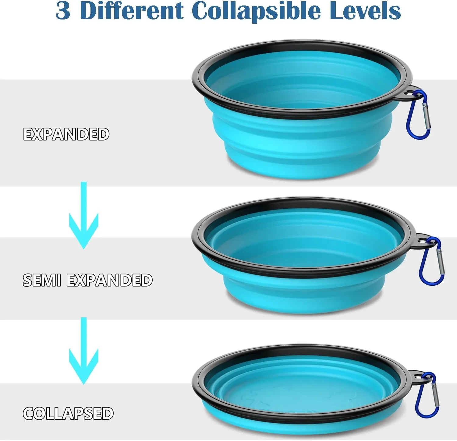 Takfox Collapsible Dog Bowls [2 Pack] 20 oz, Travel Dog Bowls, Pet Bowl Portable Foldable Water Food Feeding Dishes with Carabiner Clip for Traveling Hiking Walking-Black & Green