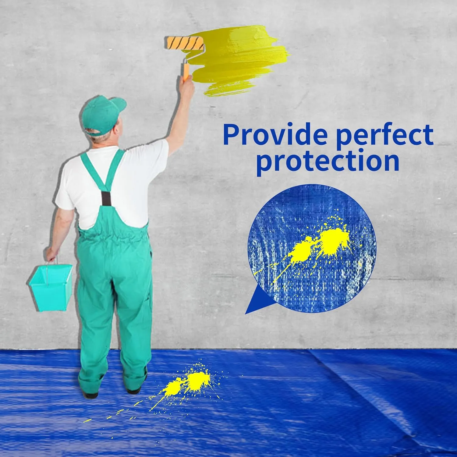 Tarp 8x10 ft 100% Waterproof Uv Resistant High Durability Multipurpose 5mil Blue Tarp for Covering Courtyards, Cars, Camping, Gardens, Pet Nests -by MVPNET