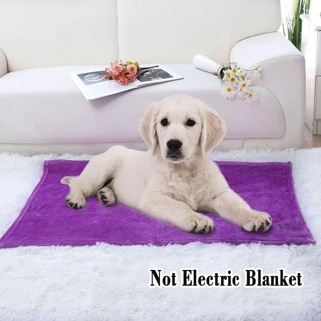 uxcell Pet Dog Blanket, Flannel Fleece Puppy Blanket Solid Plush Warm Rug Blankets and Throws for Small-Medium Dogs Cats Doggy Sleeping Mat, Purple 27x40 Inch