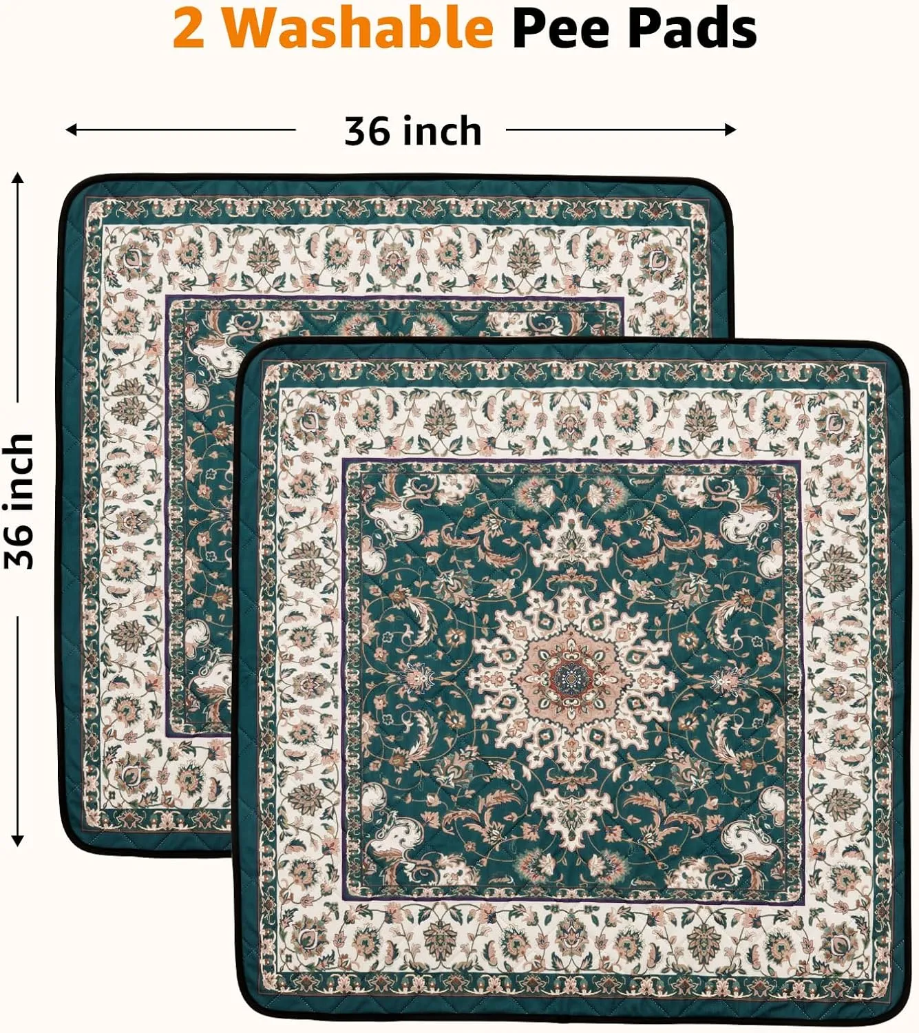 Washable Pee Pads for Dogs: 2 Pack Reusable Pee Pads for Dogs, Waterproof & Leakproof Washable Puppy Pad, Non-Slip Whelping Pee Pads & Potty Training Pad for Floor, Playpen,Crate, Couch, 36x36