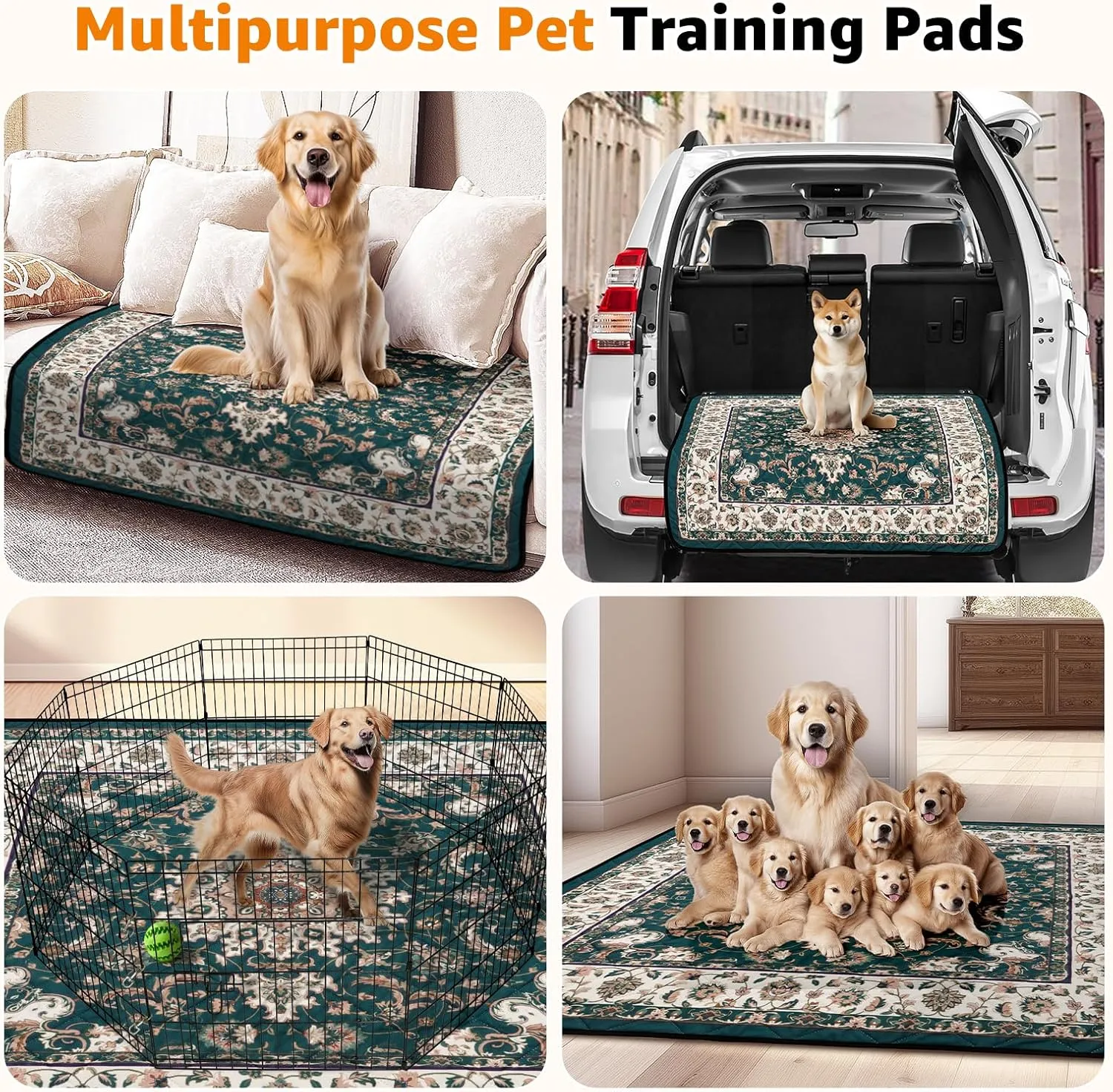 Washable Pee Pads for Dogs: 2 Pack Reusable Pee Pads for Dogs, Waterproof & Leakproof Washable Puppy Pad, Non-Slip Whelping Pee Pads & Potty Training Pad for Floor, Playpen,Crate, Couch, 36x36