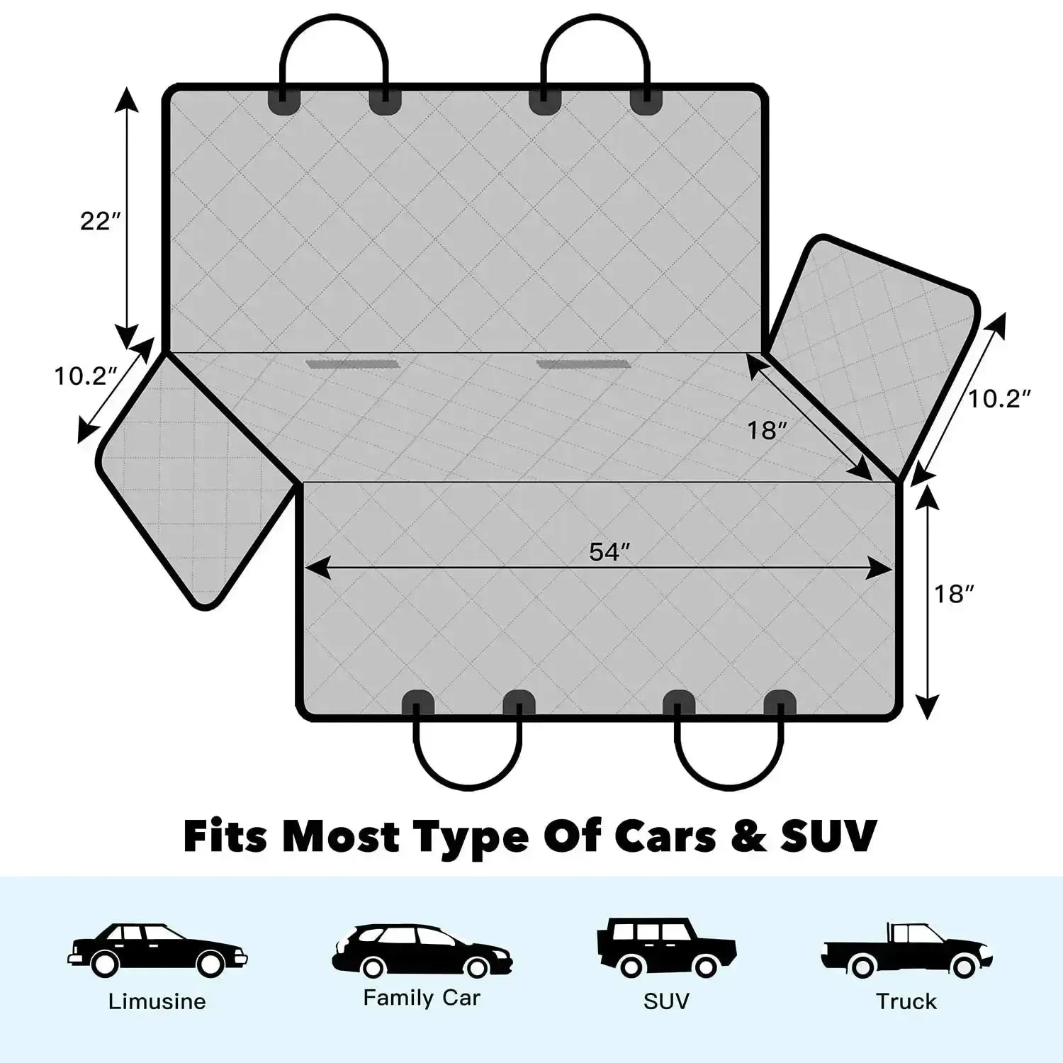Waterproof Dog Car Seat Cover with Hammock Cushion & Pet Safety Mat